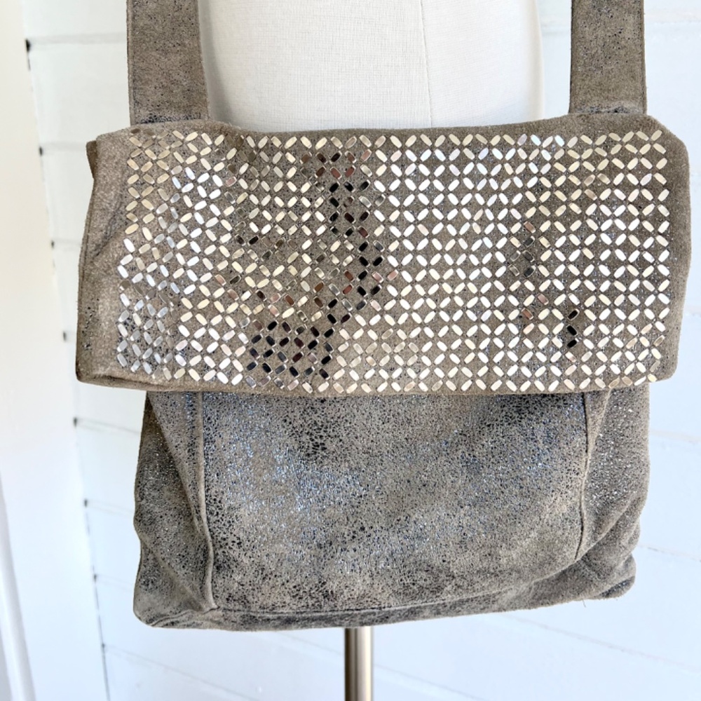 CALLEEN CORDERO Embellished Distressed Leather Crossbody Bag